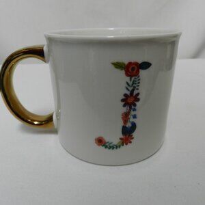 Opal House Monogram Initial J Floral Gold handle Mug Cup Micro Dish 2018 NEW NWT